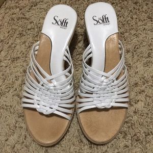 White wedge sandals by Sofft